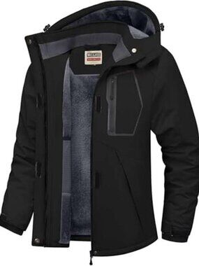 Womens Fleece Lined Waterproof Winter Jacket Hooded Windproof Ski Coat Outdoor